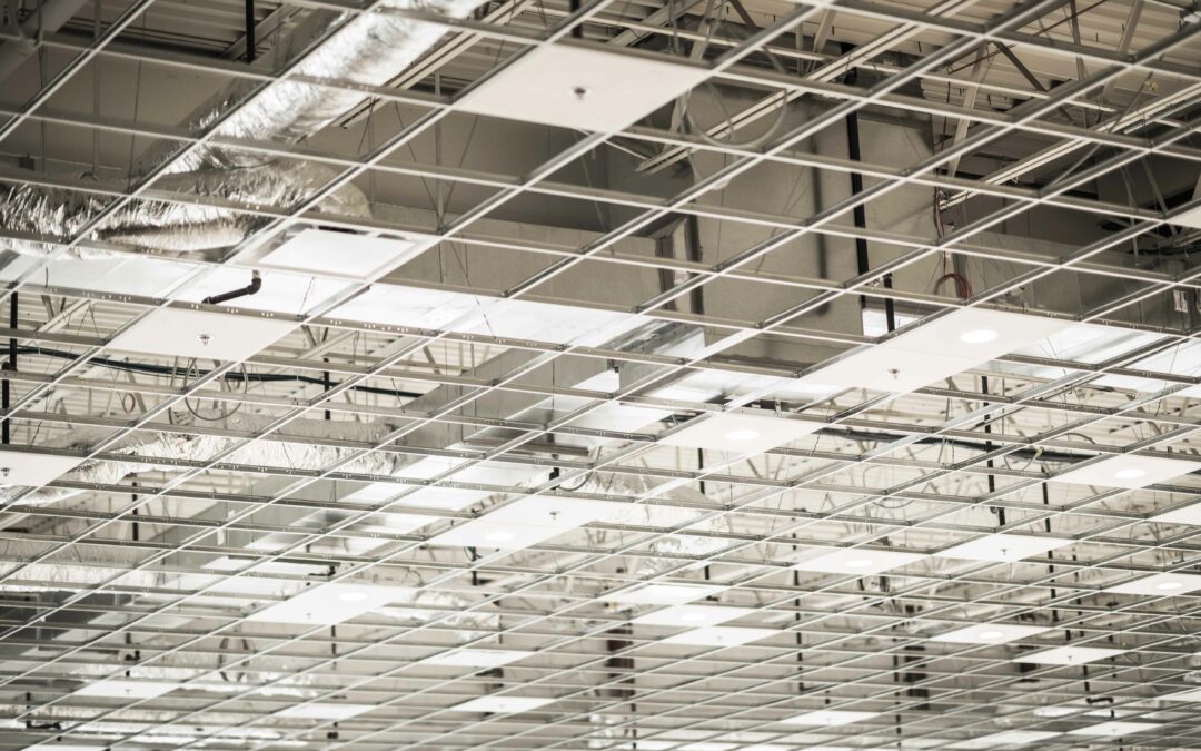 commercial ceiling grid showing hvac